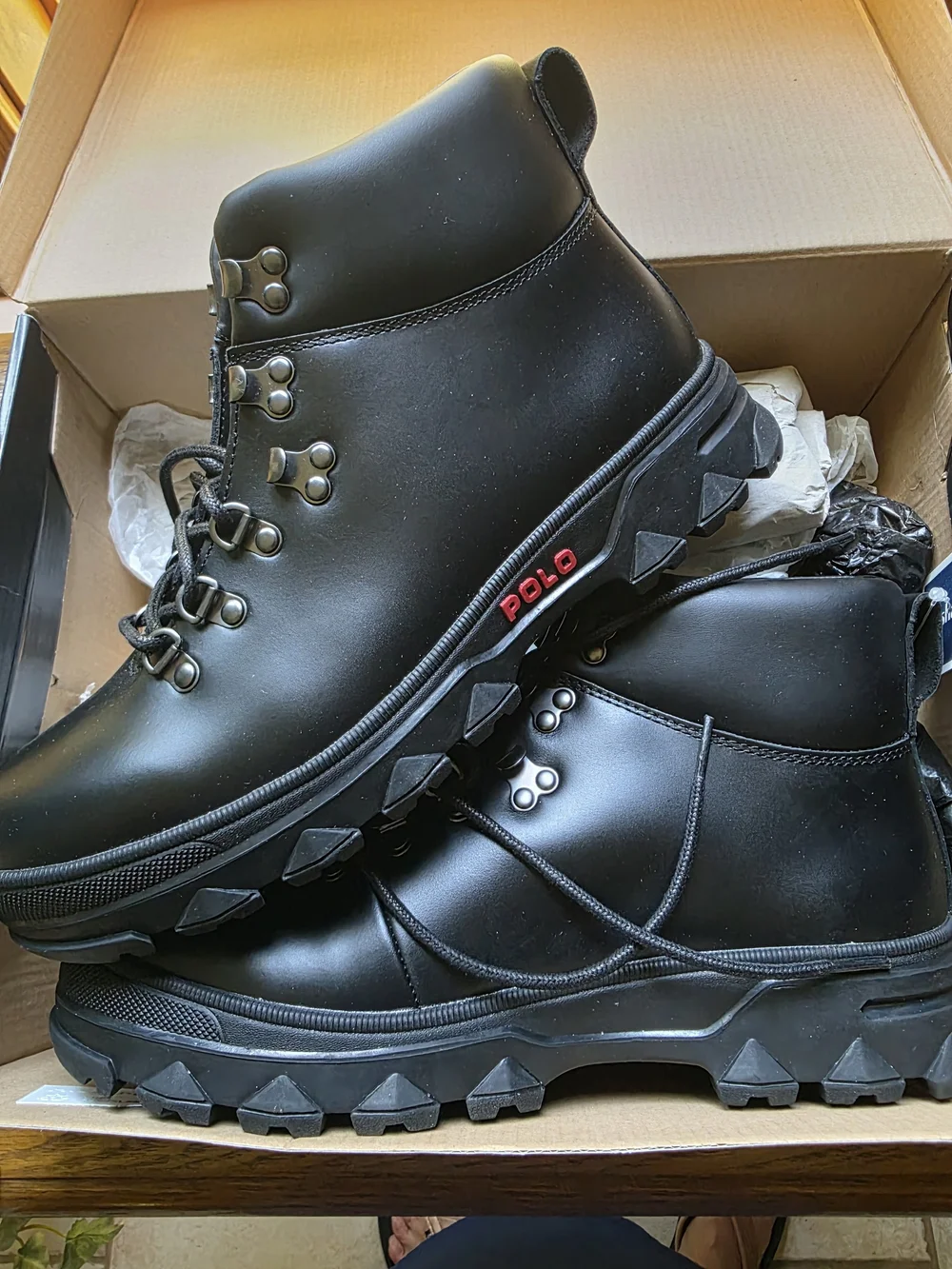 Polo by Ralph Lauren Men’s Black Leather Hainsworth Vintage New Old Stock Boots